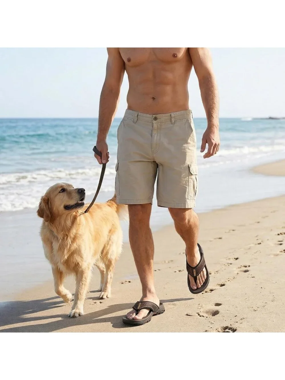 Men's Coffee Brown Beach Flip-Flops Water Outdoor Athletic Thong Sandal Slipper